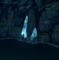 Blue crystals indicating Clean Water in dungeons